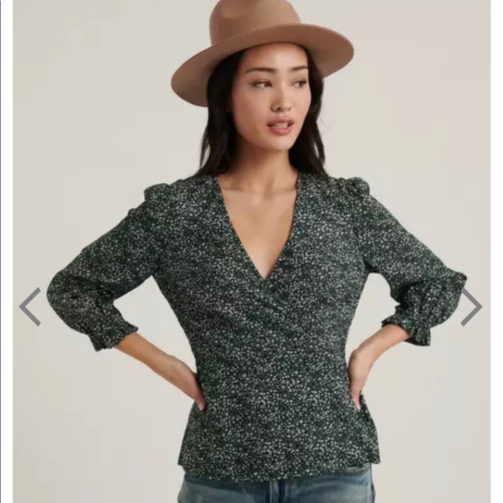 Lucky Brand Printed Amelia Wrap Top, Size Small